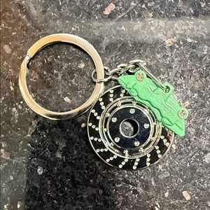 JDM Green and Silver rotor and caliper keychain